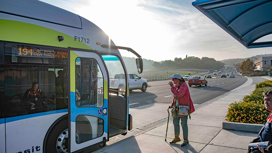 women take bus