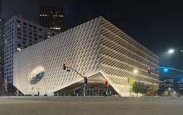 The Broad as viewed at night from across the street