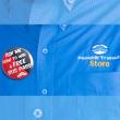 a pin on a Foothill Transit Store shirt that says ASK ME HOW TO WIN A FREE BUS PASS!