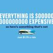 Text that says "Everything is soooooo expensive, so here's something that's not", then an image of a Foothill Transit bus, then the text "Just $1.75 a ride"