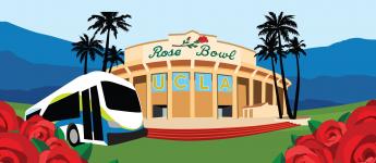 Illustration of the Rose Bowl and Foothill Transit Bus