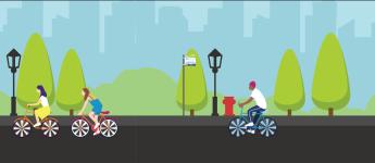cyclists in a park