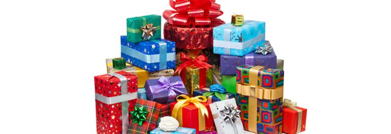 pile of wrapped gifts