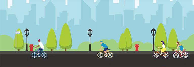 cyclists in a park