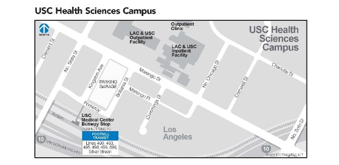 موقع الصعود إلى مركز لوس أنجلوس الطبي العام (USC)