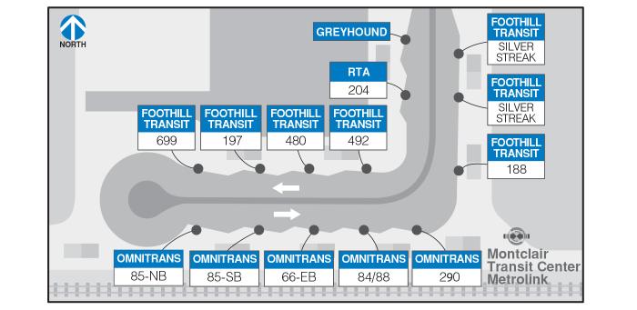 Montclair Transit Center Boarding Locations